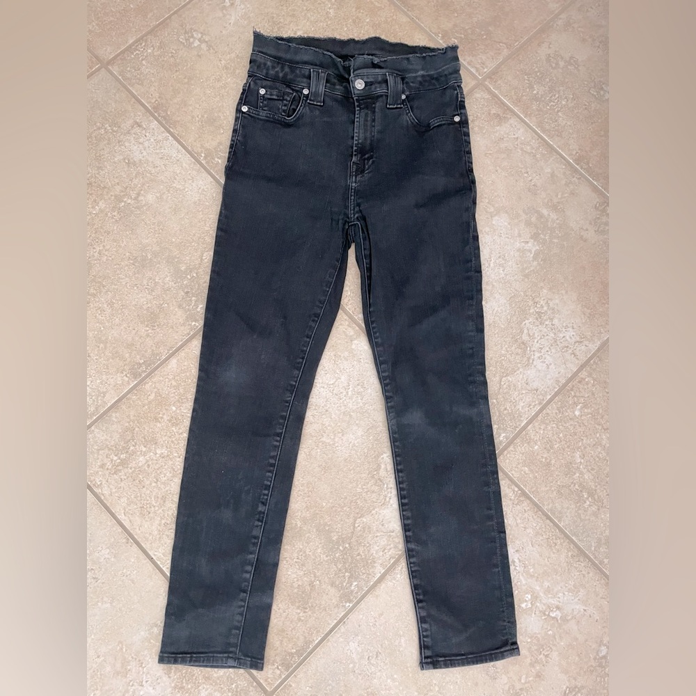 7 for all mankind  high waisted raw skinny jeans